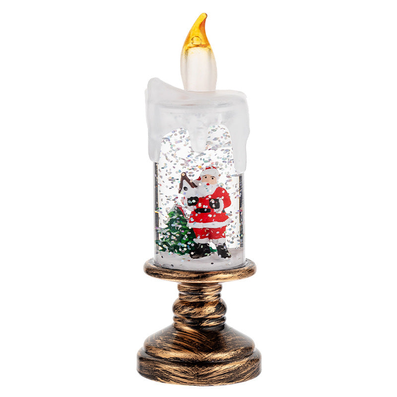 Xmas Candles Table Lamp - LED Glitter Candle with Automatic Snow | Rechargeable Flameless Holiday Light