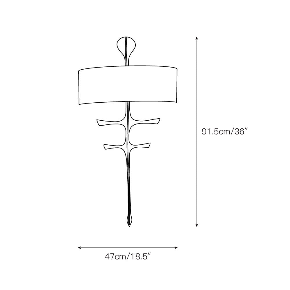 Yali Wall Lamp - Grand 36" Polished Brass Sconce | Contemporary 2-Light Fabric Shade Wall Light