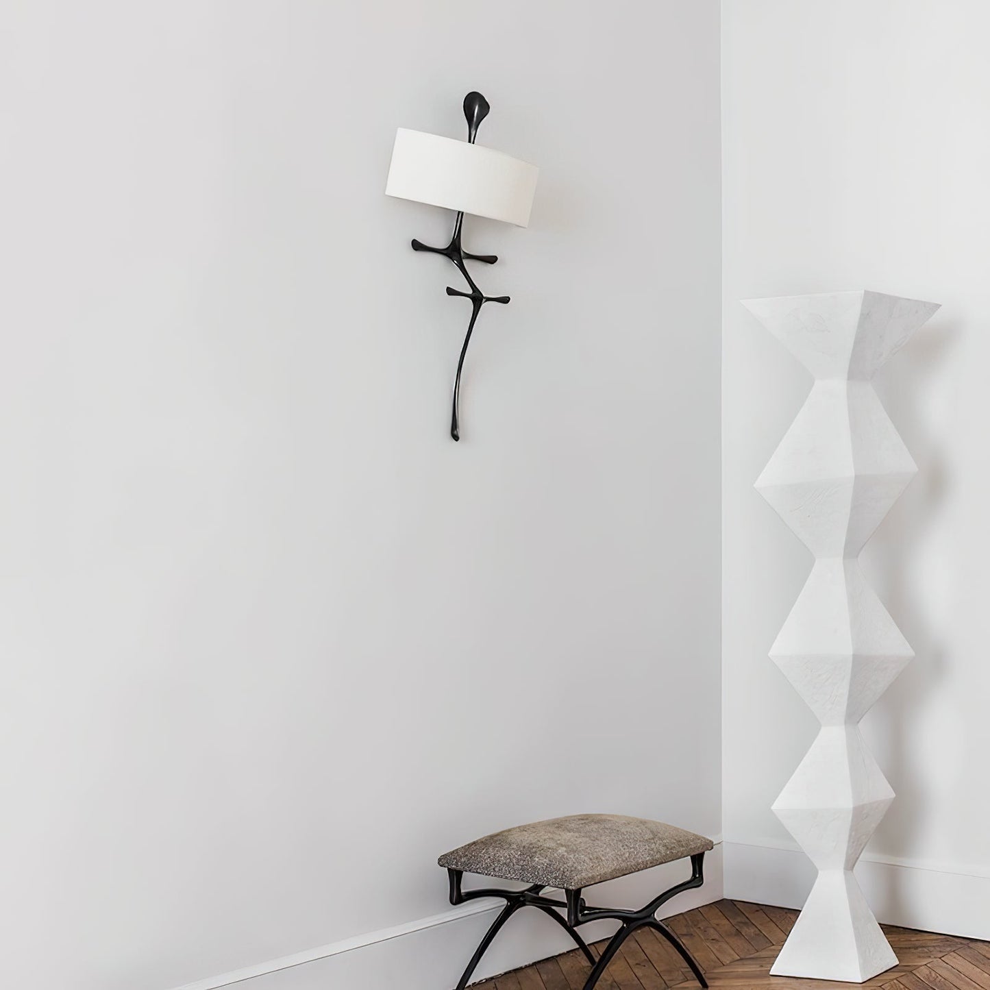 Yali Wall Lamp - Grand 36" Polished Brass Sconce | Contemporary 2-Light Fabric Shade Wall Light