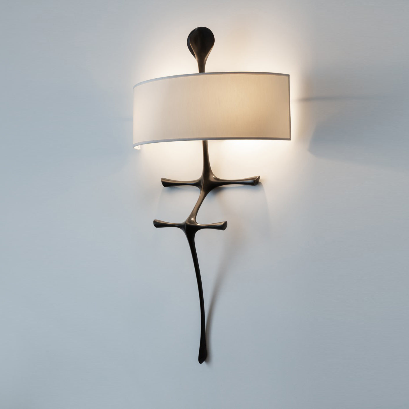 Yali Wall Lamp - Grand 36" Polished Brass Sconce | Contemporary 2-Light Fabric Shade Wall Light