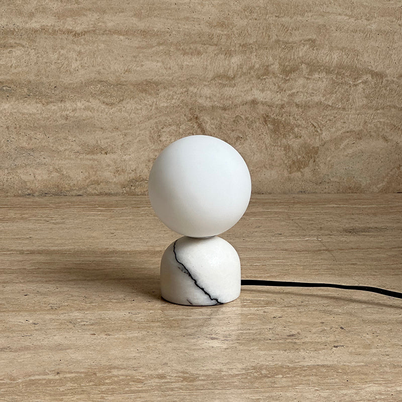 Yannick Marble Table Lamp - Mediterranean Glass Sphere Desk Light | Modern Natural Stone Bedside Lamp