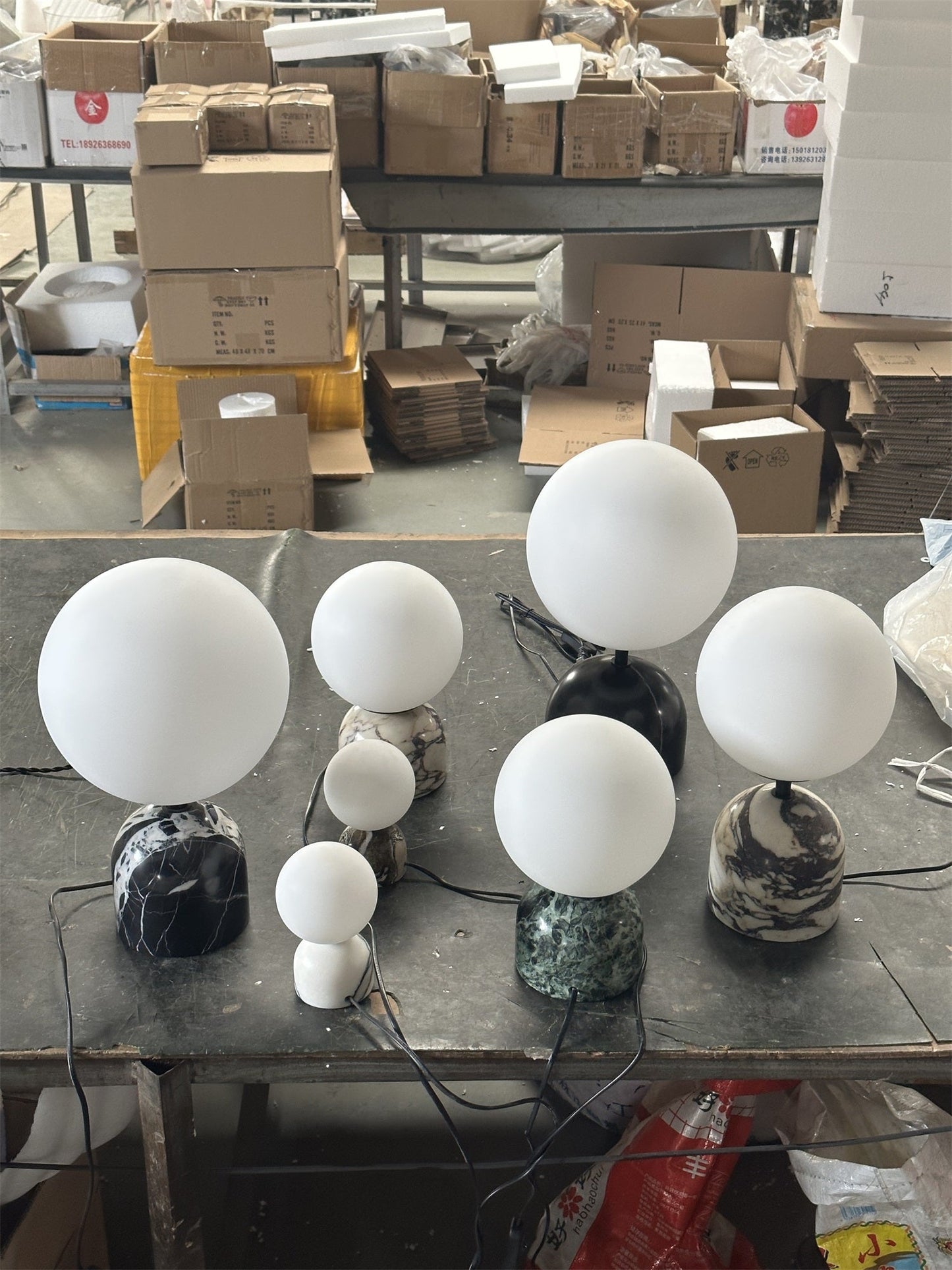 Yannick Marble Table Lamp - Mediterranean Glass Sphere Desk Light | Modern Natural Stone Bedside Lamp