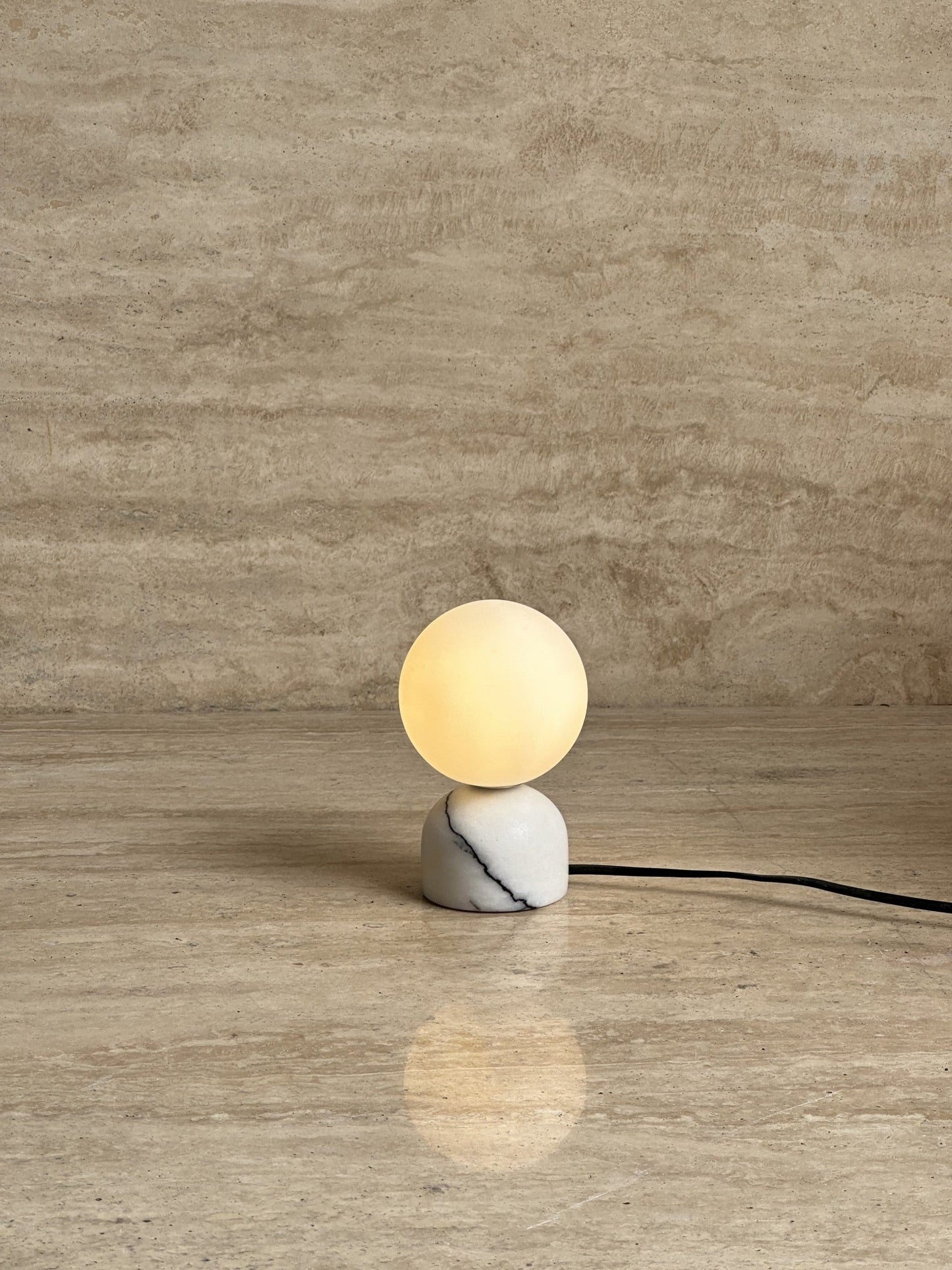 Yannick Marble Table Lamp - Mediterranean Glass Sphere Desk Light | Modern Natural Stone Bedside Lamp