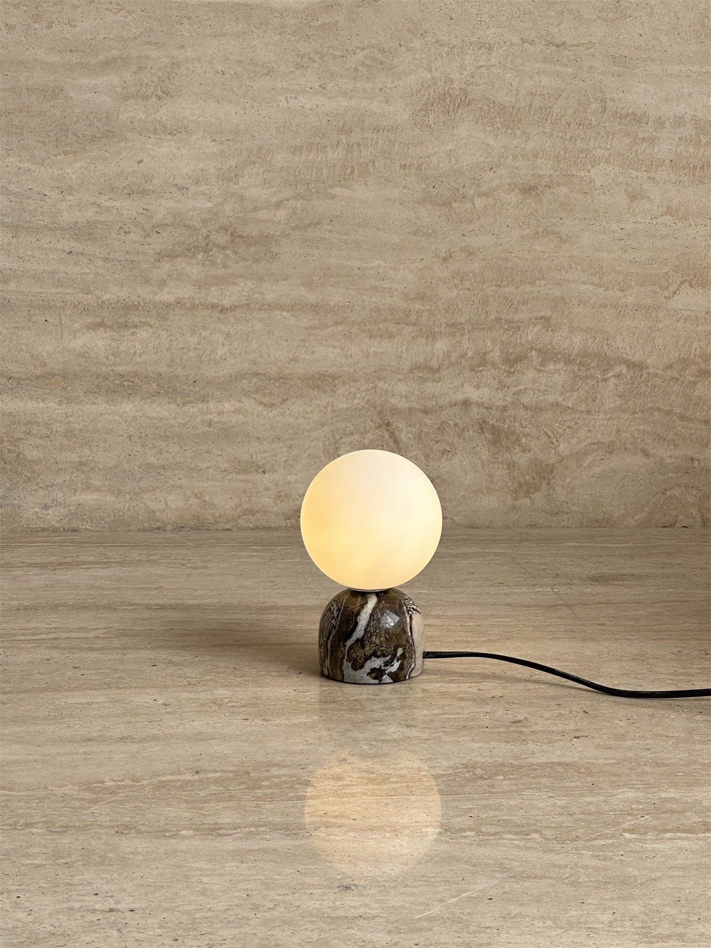 Yannick Marble Table Lamp - Mediterranean Glass Sphere Desk Light | Modern Natural Stone Bedside Lamp