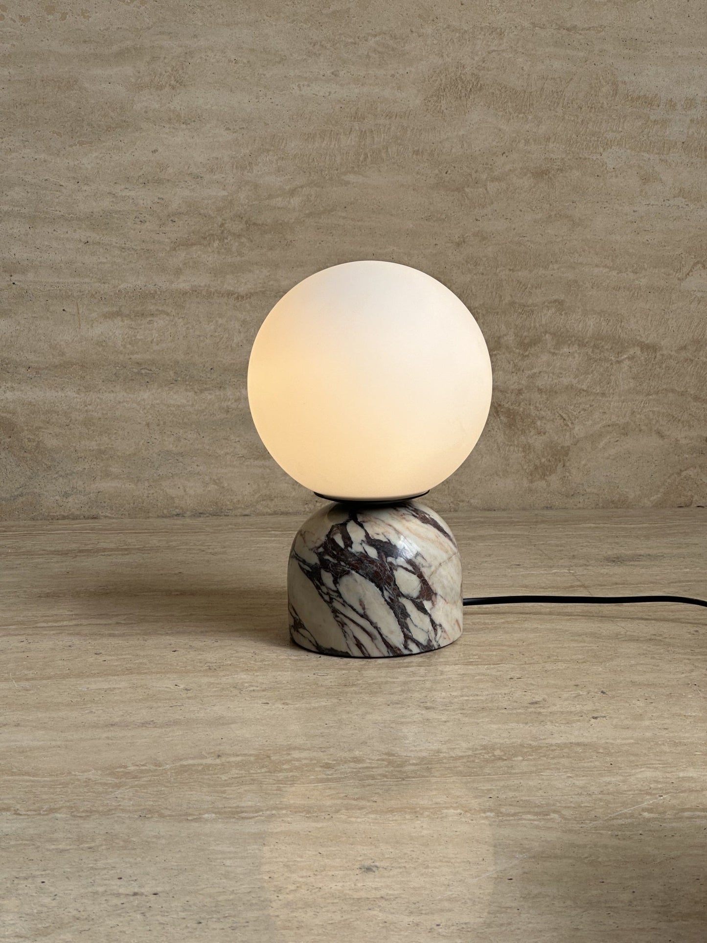 Yannick Marble Table Lamp - Mediterranean Glass Sphere Desk Light | Modern Natural Stone Bedside Lamp