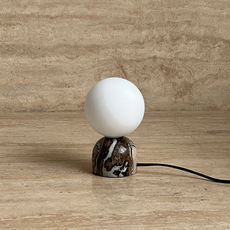 Yannick Marble Table Lamp - Mediterranean Glass Sphere Desk Light | Modern Natural Stone Bedside Lamp