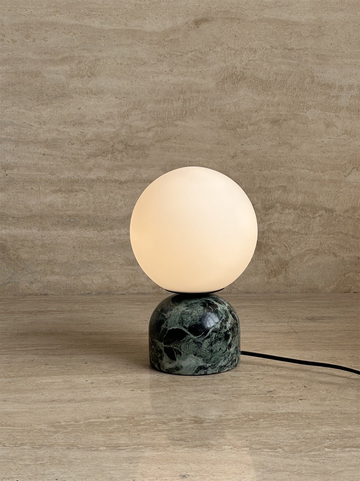 Yannick Marble Table Lamp - Mediterranean Glass Sphere Desk Light | Modern Natural Stone Bedside Lamp