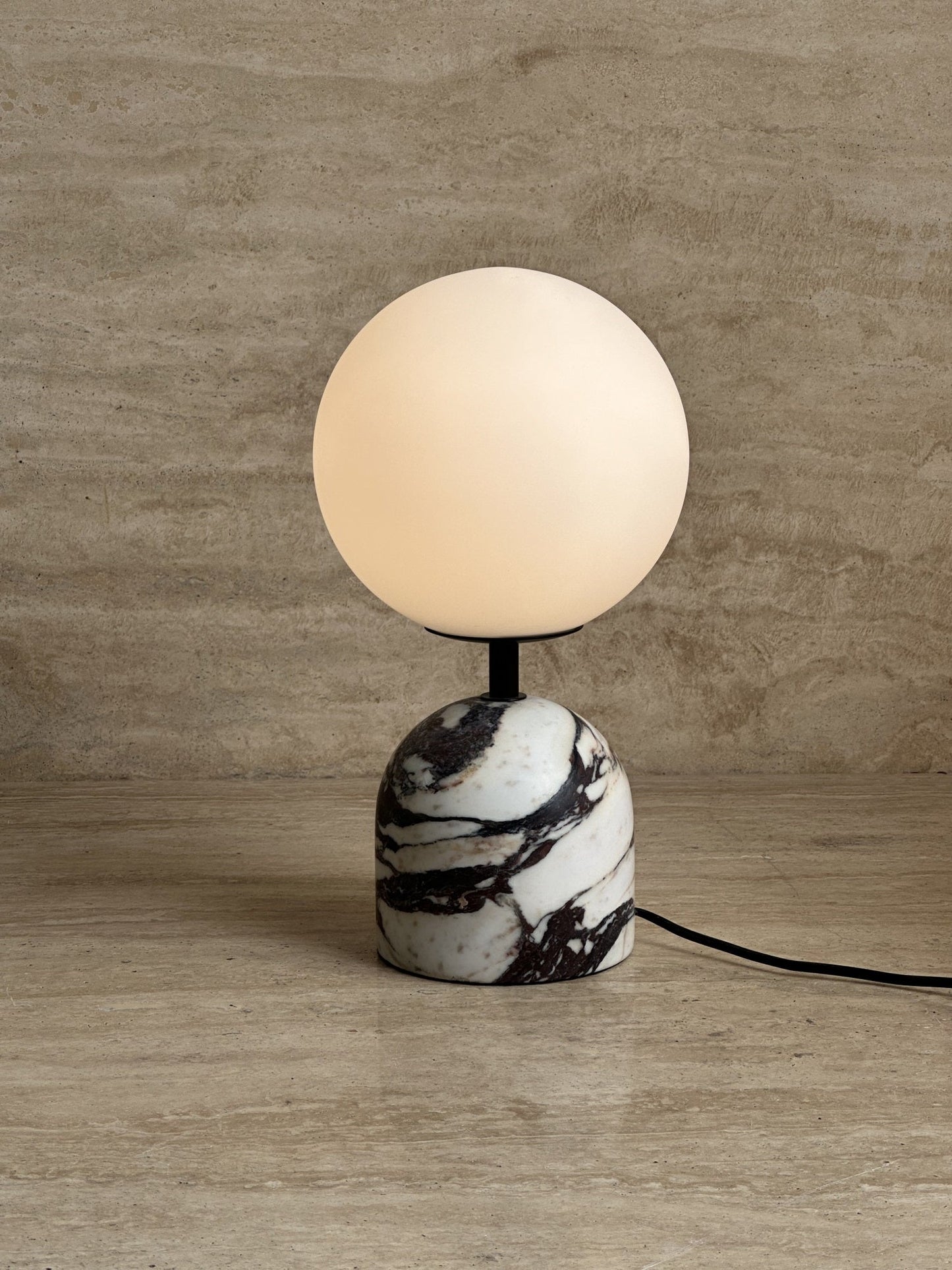Yannick Marble Table Lamp - Mediterranean Glass Sphere Desk Light | Modern Natural Stone Bedside Lamp