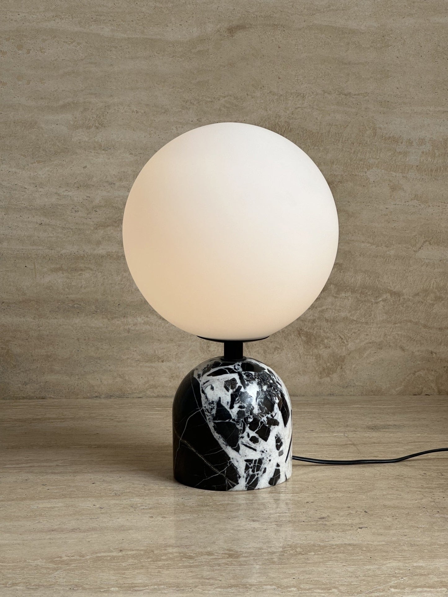 Yannick Marble Table Lamp - Mediterranean Glass Sphere Desk Light | Modern Natural Stone Bedside Lamp