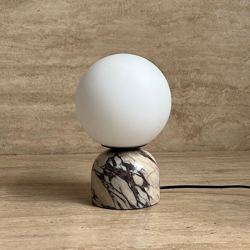 Yannick Marble Table Lamp - Mediterranean Glass Sphere Desk Light | Modern Natural Stone Bedside Lamp