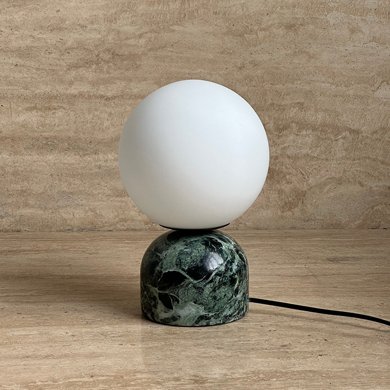 Yannick Marble Table Lamp - Mediterranean Glass Sphere Desk Light | Modern Natural Stone Bedside Lamp