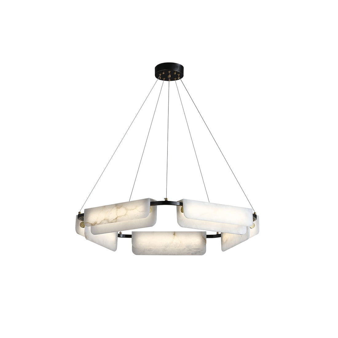 Years Alabaster Chandelier - Modern Rectangular Alabaster Light | Luxury Brass & Natural Stone LED Chandelier