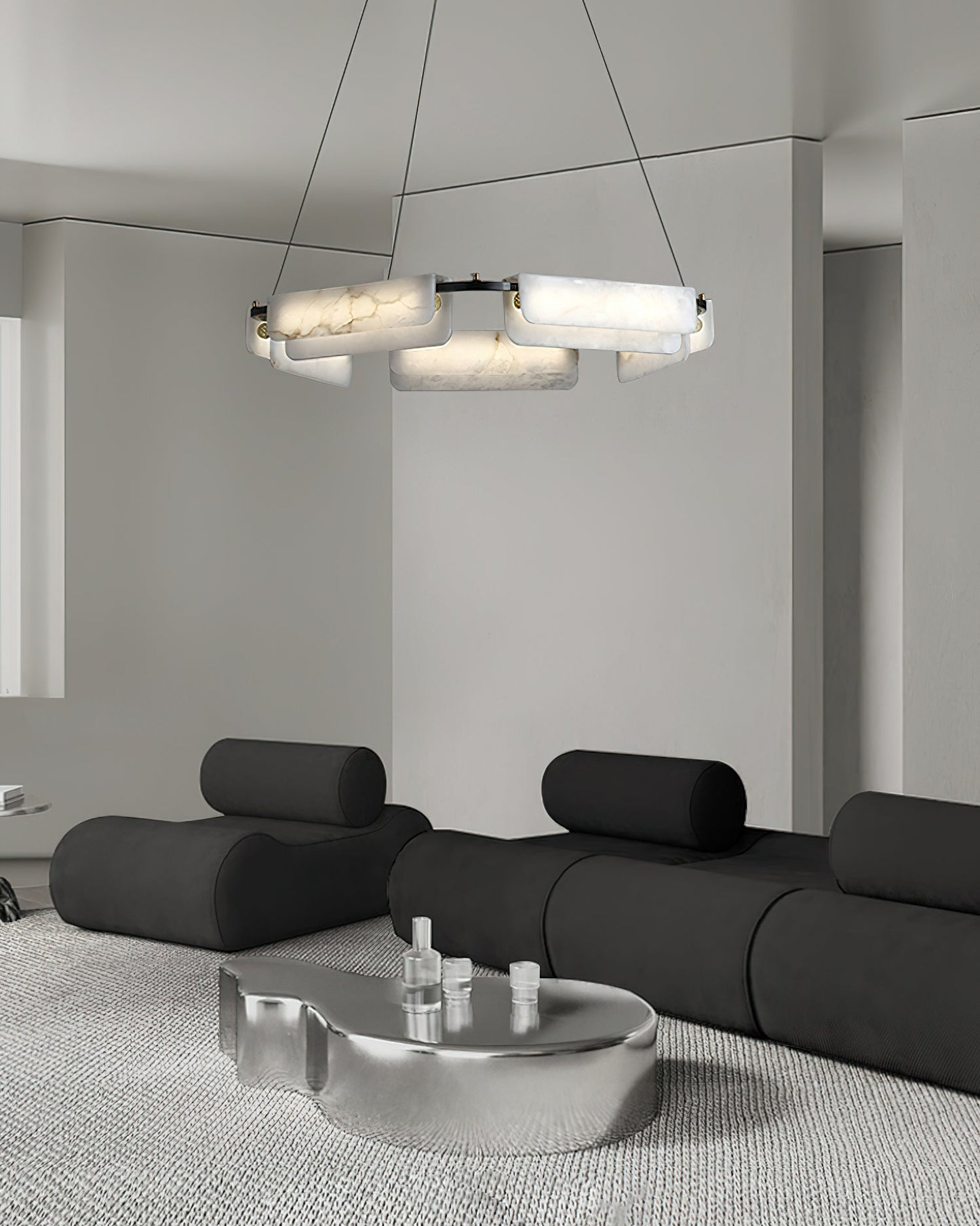 Years Alabaster Chandelier - Modern Rectangular Alabaster Light | Luxury Brass & Natural Stone LED Chandelier