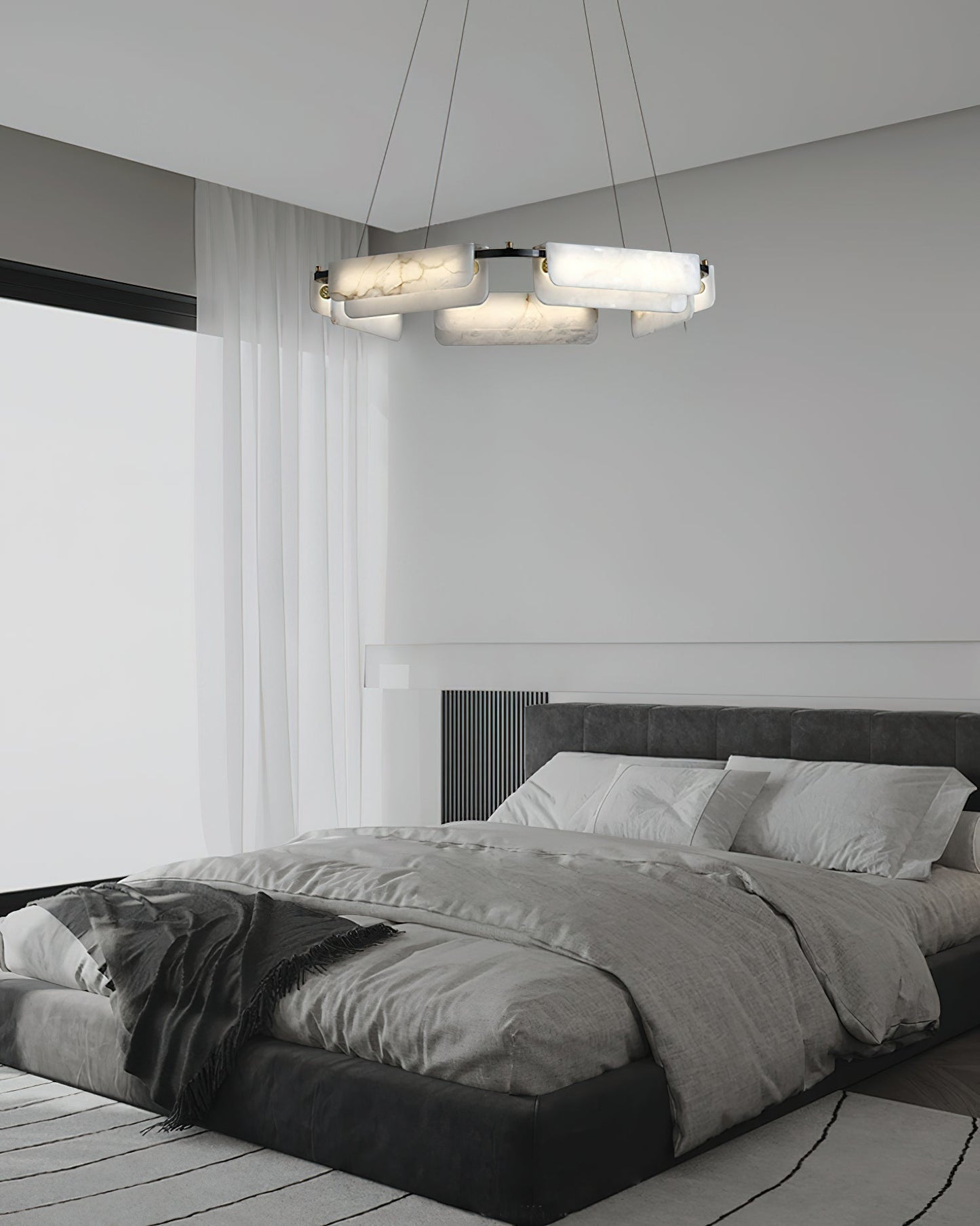 Years Alabaster Chandelier - Modern Rectangular Alabaster Light | Luxury Brass & Natural Stone LED Chandelier