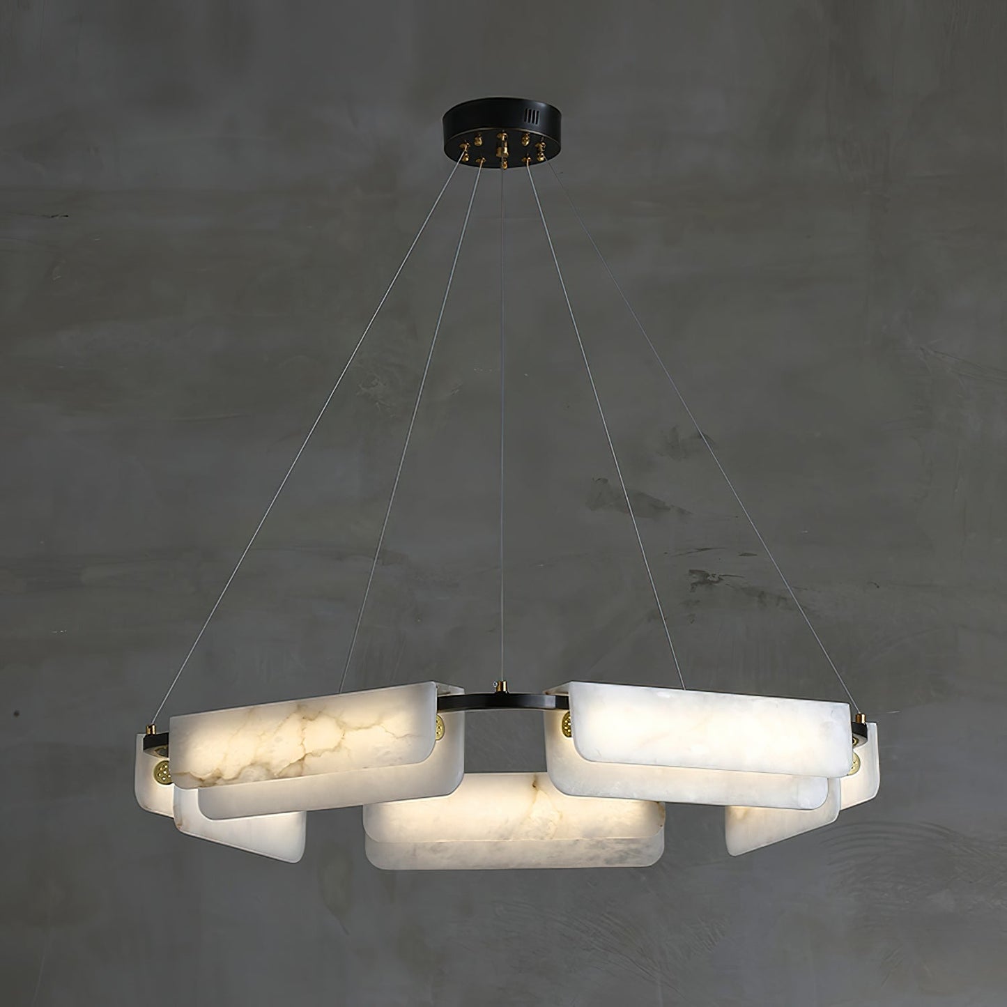 Years Alabaster Chandelier - Modern Rectangular Alabaster Light | Luxury Brass & Natural Stone LED Chandelier