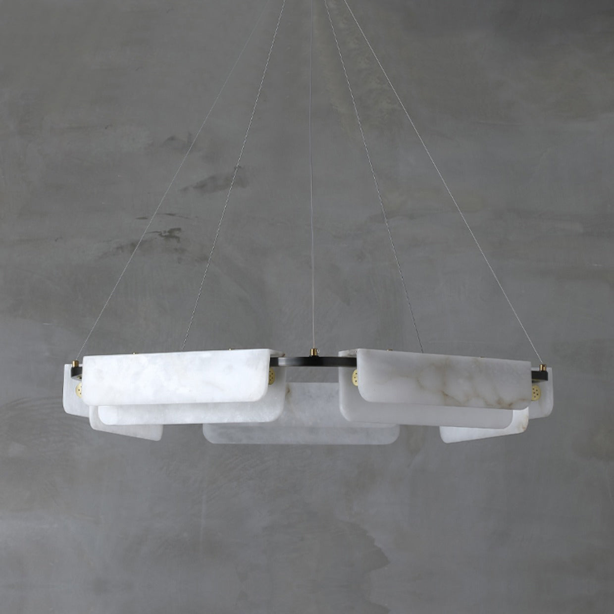 Years Alabaster Chandelier - Modern Rectangular Alabaster Light | Luxury Brass & Natural Stone LED Chandelier