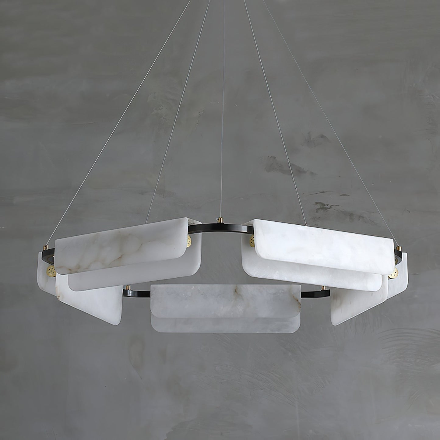 Years Alabaster Chandelier - Modern Rectangular Alabaster Light | Luxury Brass & Natural Stone LED Chandelier