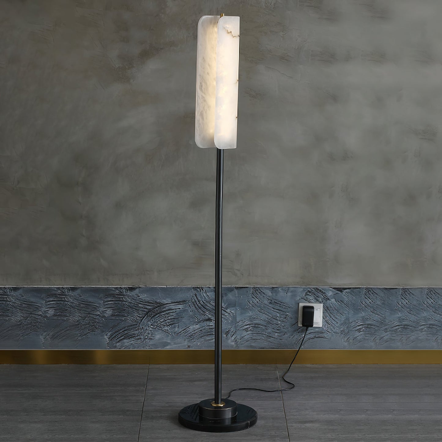 Years Alabaster Floor Lamp - Luxury Alabaster & Marble Standing Light | Modern 59" Brass LED Column Lamp
