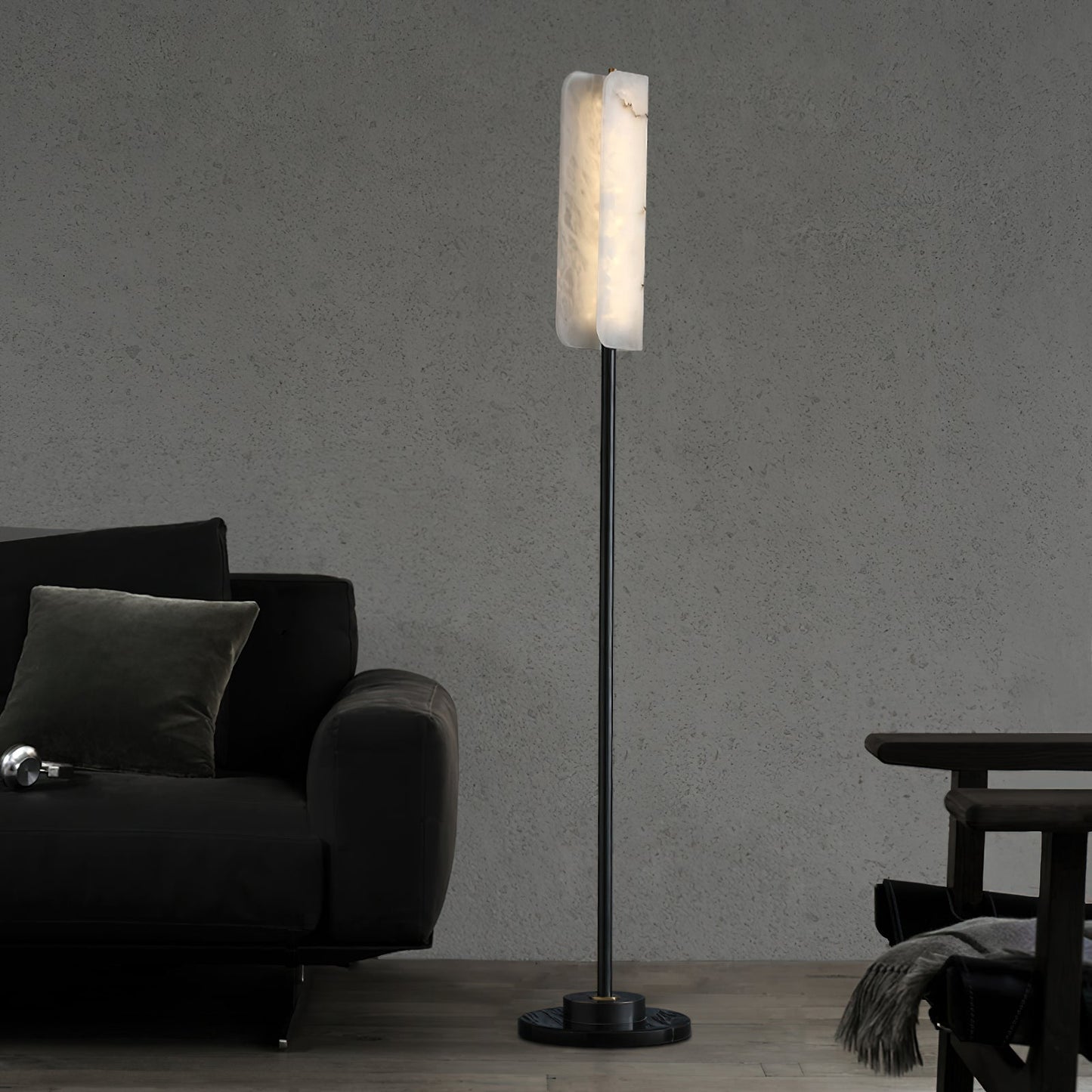 Years Alabaster Floor Lamp - Luxury Alabaster & Marble Standing Light | Modern 59" Brass LED Column Lamp