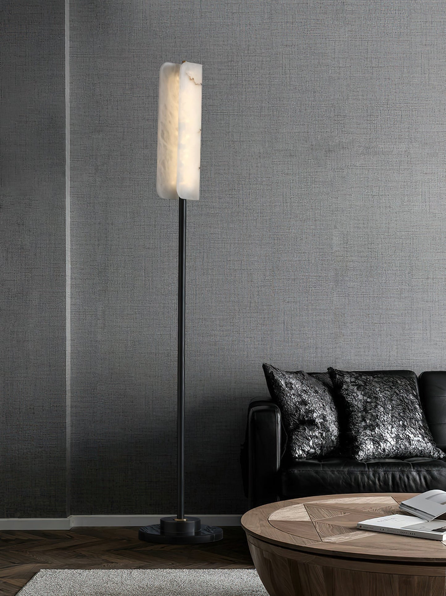 Years Alabaster Floor Lamp - Luxury Alabaster & Marble Standing Light | Modern 59" Brass LED Column Lamp