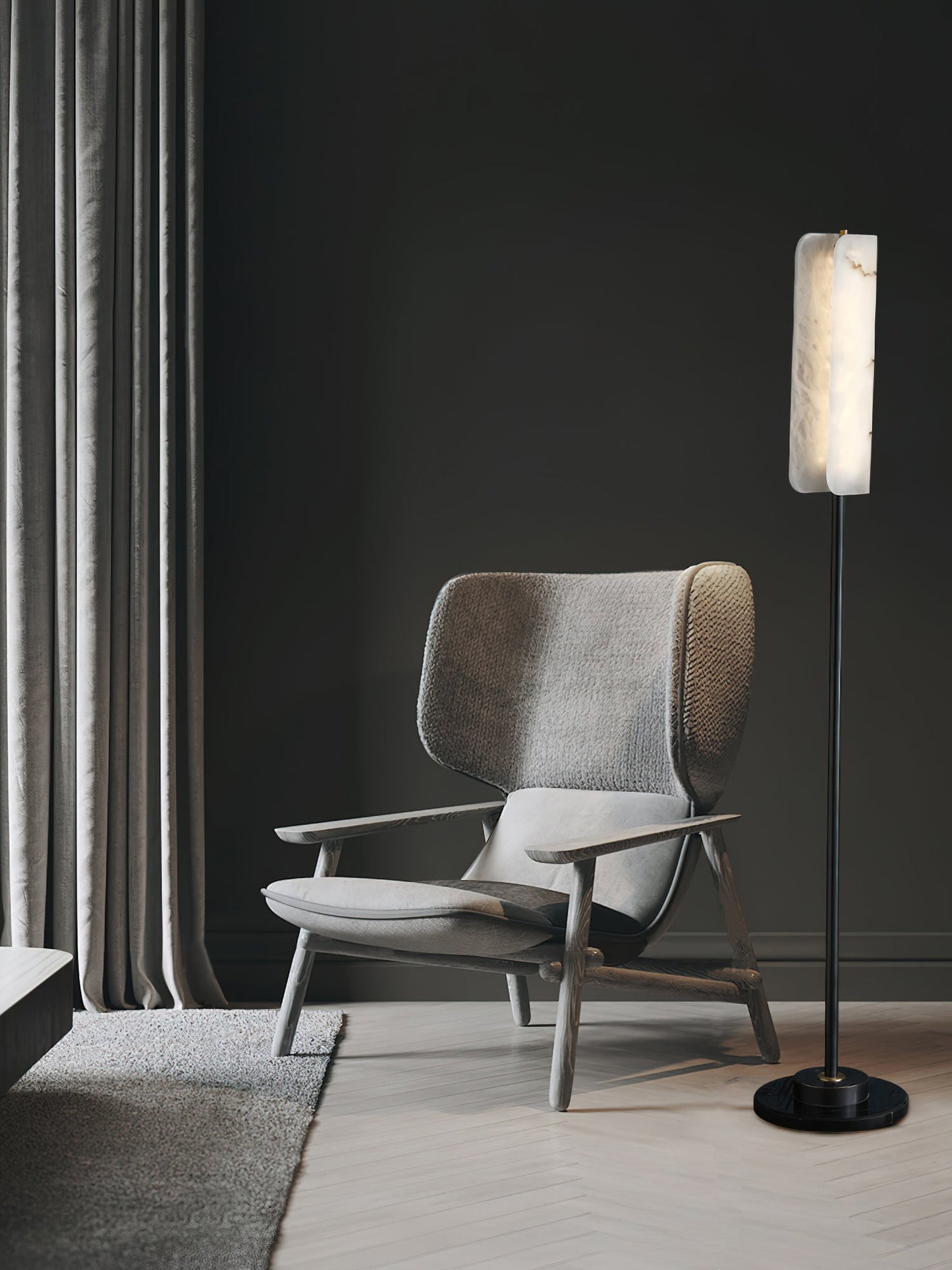Years Alabaster Floor Lamp - Luxury Alabaster & Marble Standing Light | Modern 59" Brass LED Column Lamp