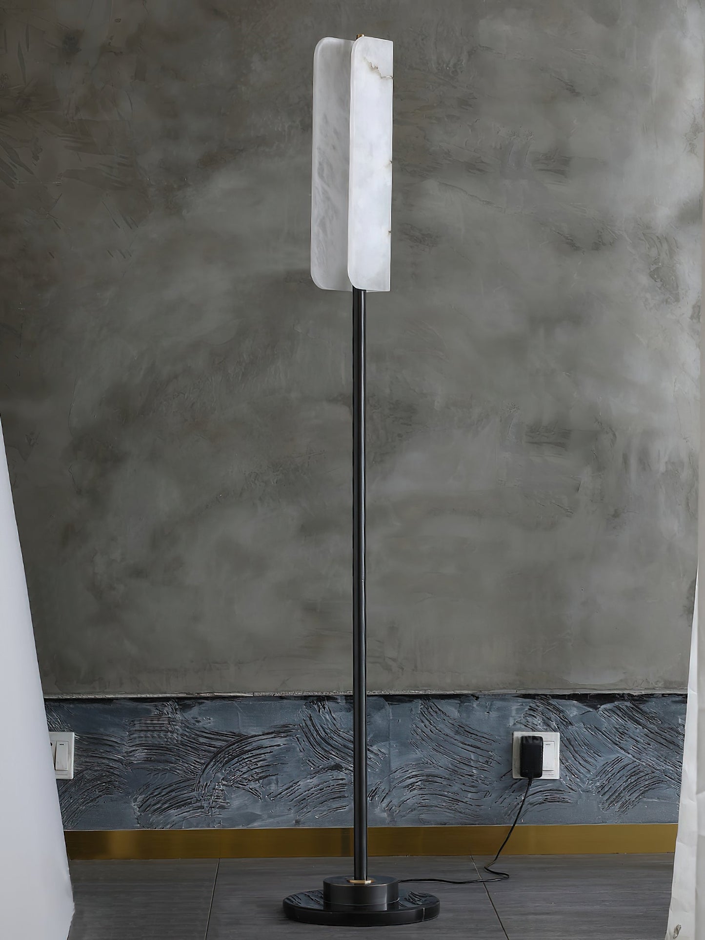 Years Alabaster Floor Lamp - Luxury Alabaster & Marble Standing Light | Modern 59" Brass LED Column Lamp