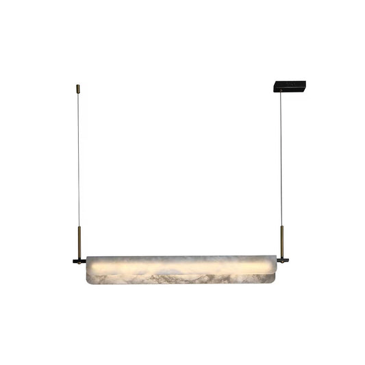Years Alabaster Pendant Light - Modern Linear Brass & Alabaster LED Chandelier | Luxury 39" / 47" Kitchen Island Light