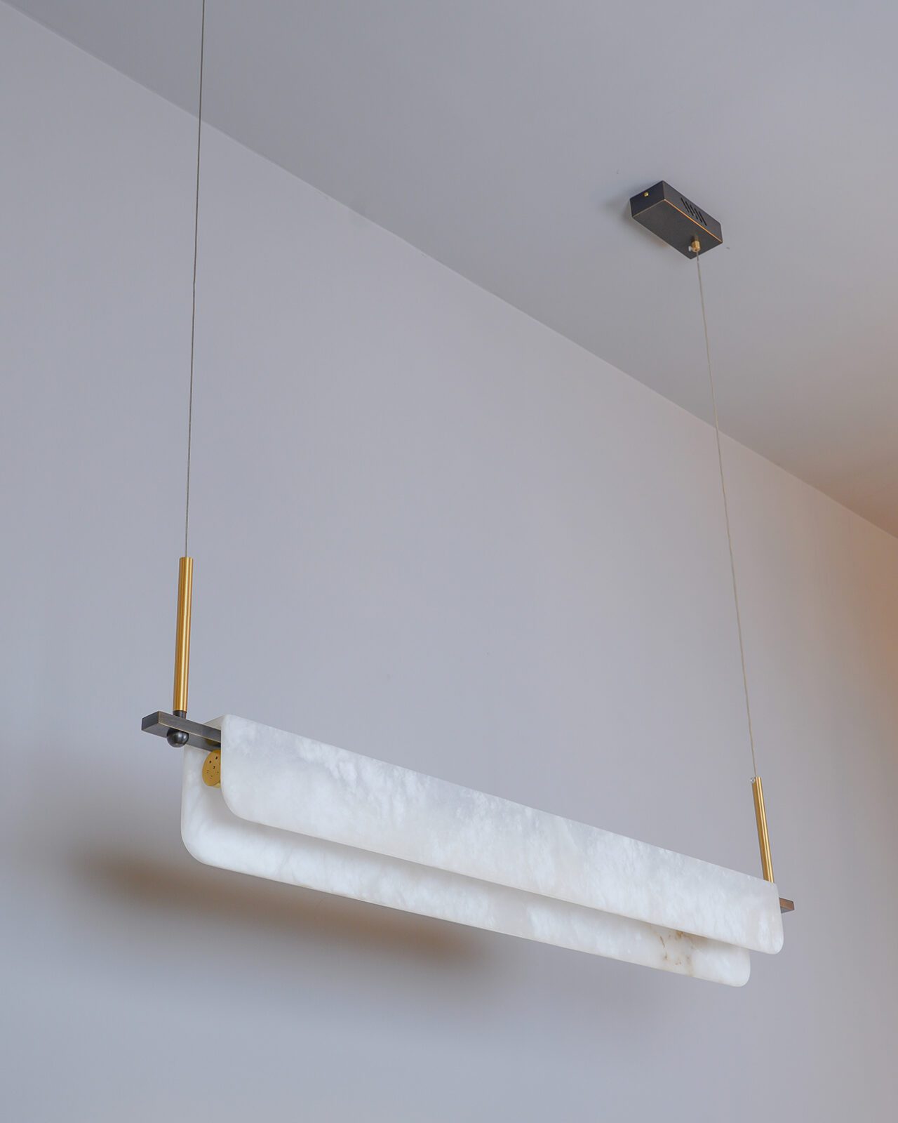 Years Alabaster Pendant Light - Modern Linear Brass & Alabaster LED Chandelier | Luxury 39" / 47" Kitchen Island Light