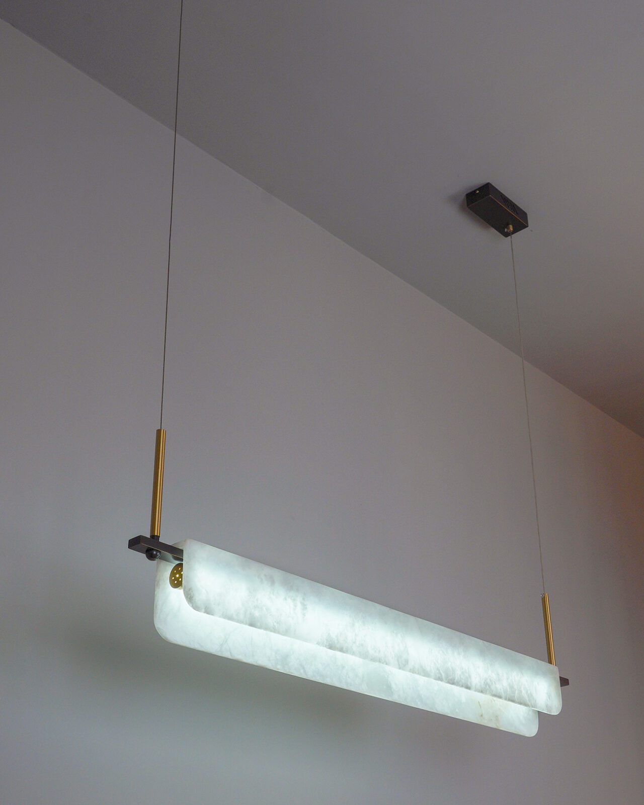 Years Alabaster Pendant Light - Modern Linear Brass & Alabaster LED Chandelier | Luxury 39" / 47" Kitchen Island Light