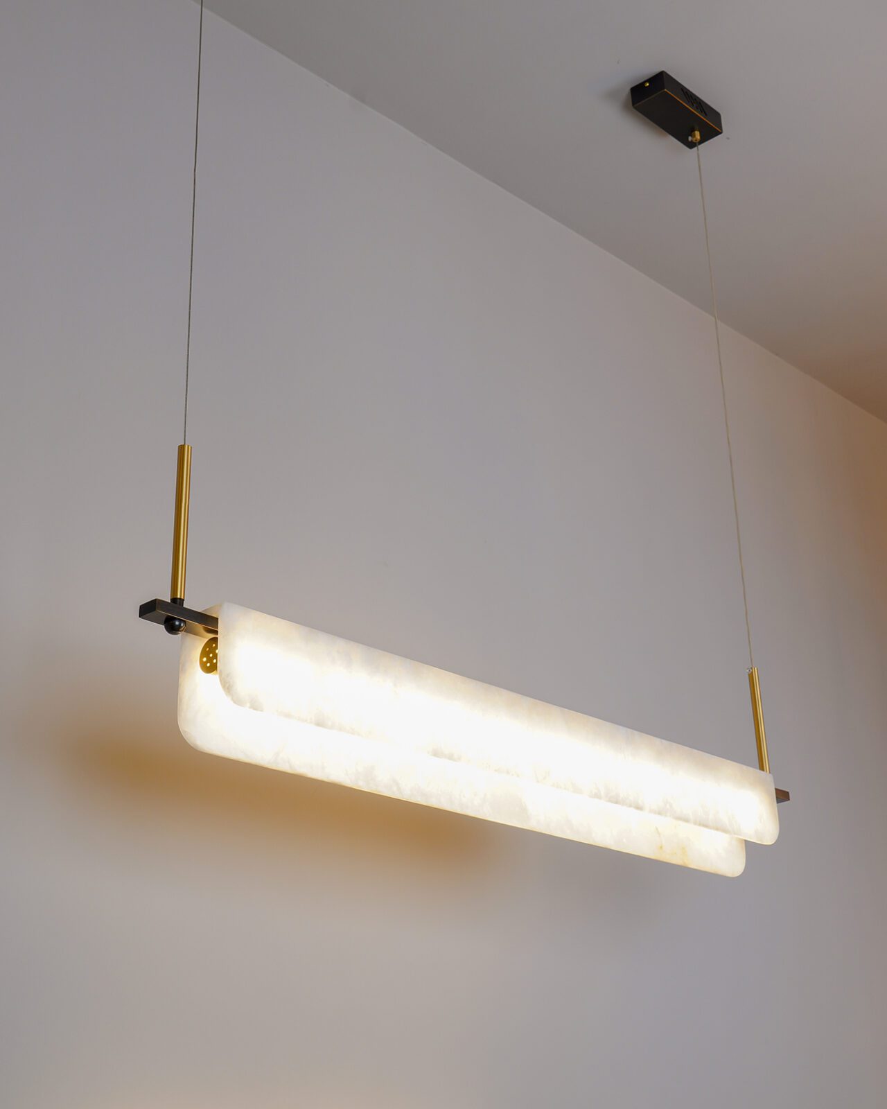 Years Alabaster Pendant Light - Modern Linear Brass & Alabaster LED Chandelier | Luxury 39" / 47" Kitchen Island Light