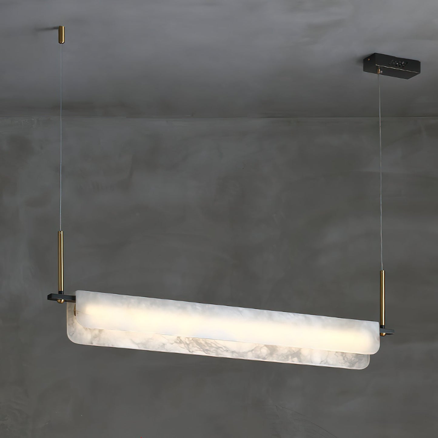 Years Alabaster Pendant Light - Modern Linear Brass & Alabaster LED Chandelier | Luxury 39" / 47" Kitchen Island Light