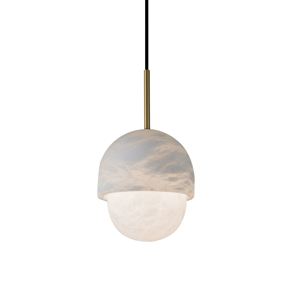 Yoko Alabaster Pendant Light - Japanese Inspired Stone Mini Pendant | Natural Alabaster & Brass Hanging Light
