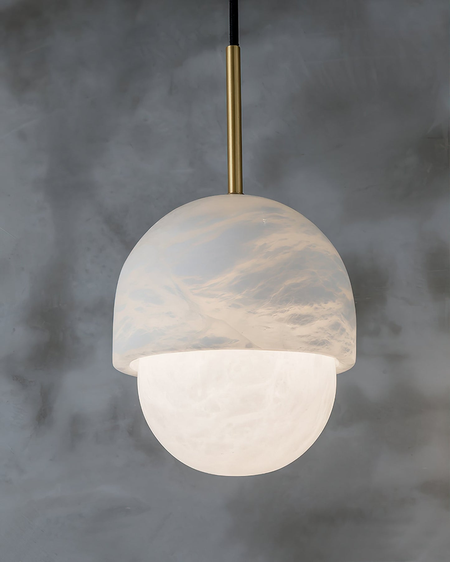 Yoko Alabaster Pendant Light - Japanese Inspired Stone Mini Pendant | Natural Alabaster & Brass Hanging Light
