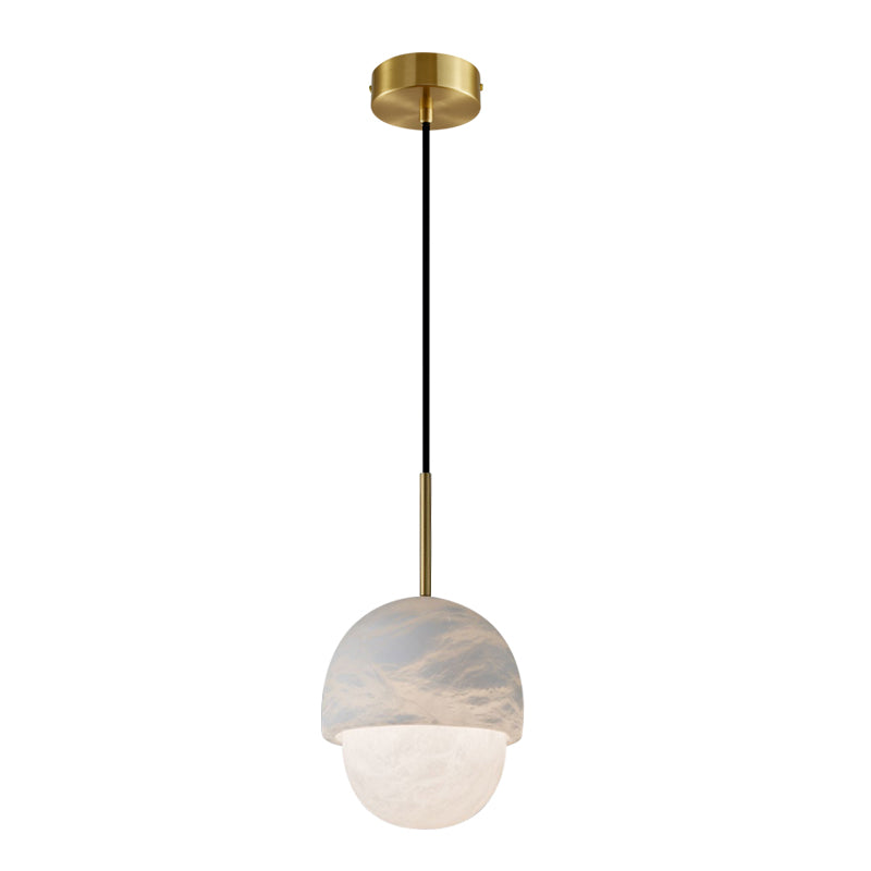 Yoko Alabaster Pendant Light - Japanese Inspired Stone Mini Pendant | Natural Alabaster & Brass Hanging Light