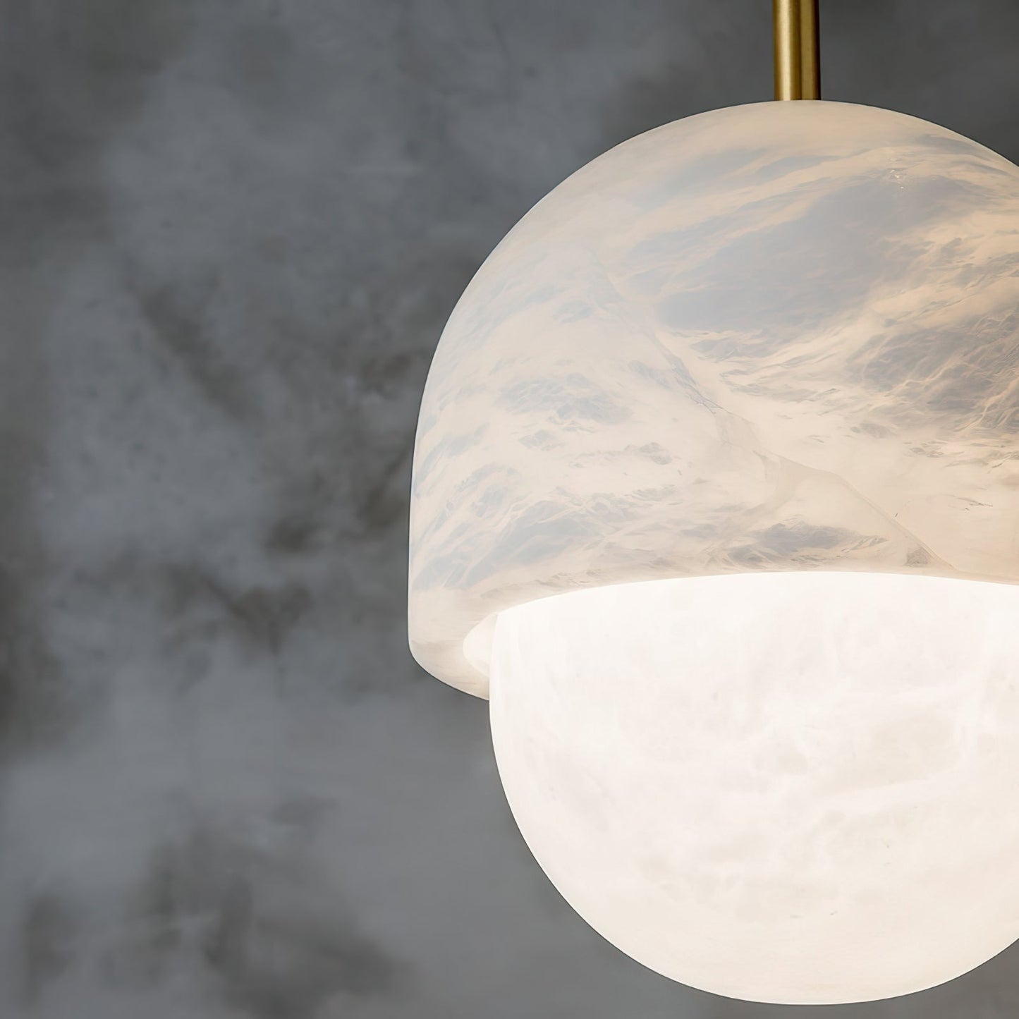 Yoko Alabaster Pendant Light - Japanese Inspired Stone Mini Pendant | Natural Alabaster & Brass Hanging Light