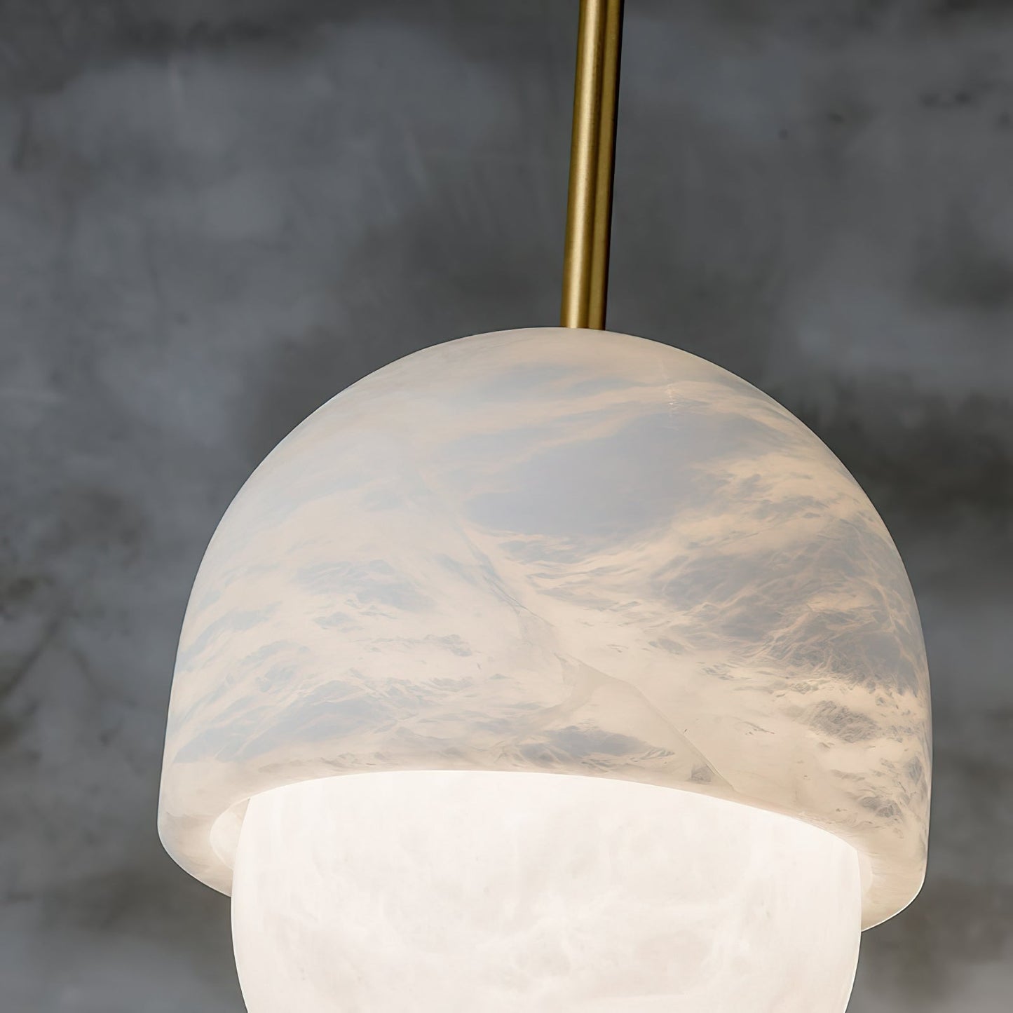 Yoko Alabaster Pendant Light - Japanese Inspired Stone Mini Pendant | Natural Alabaster & Brass Hanging Light