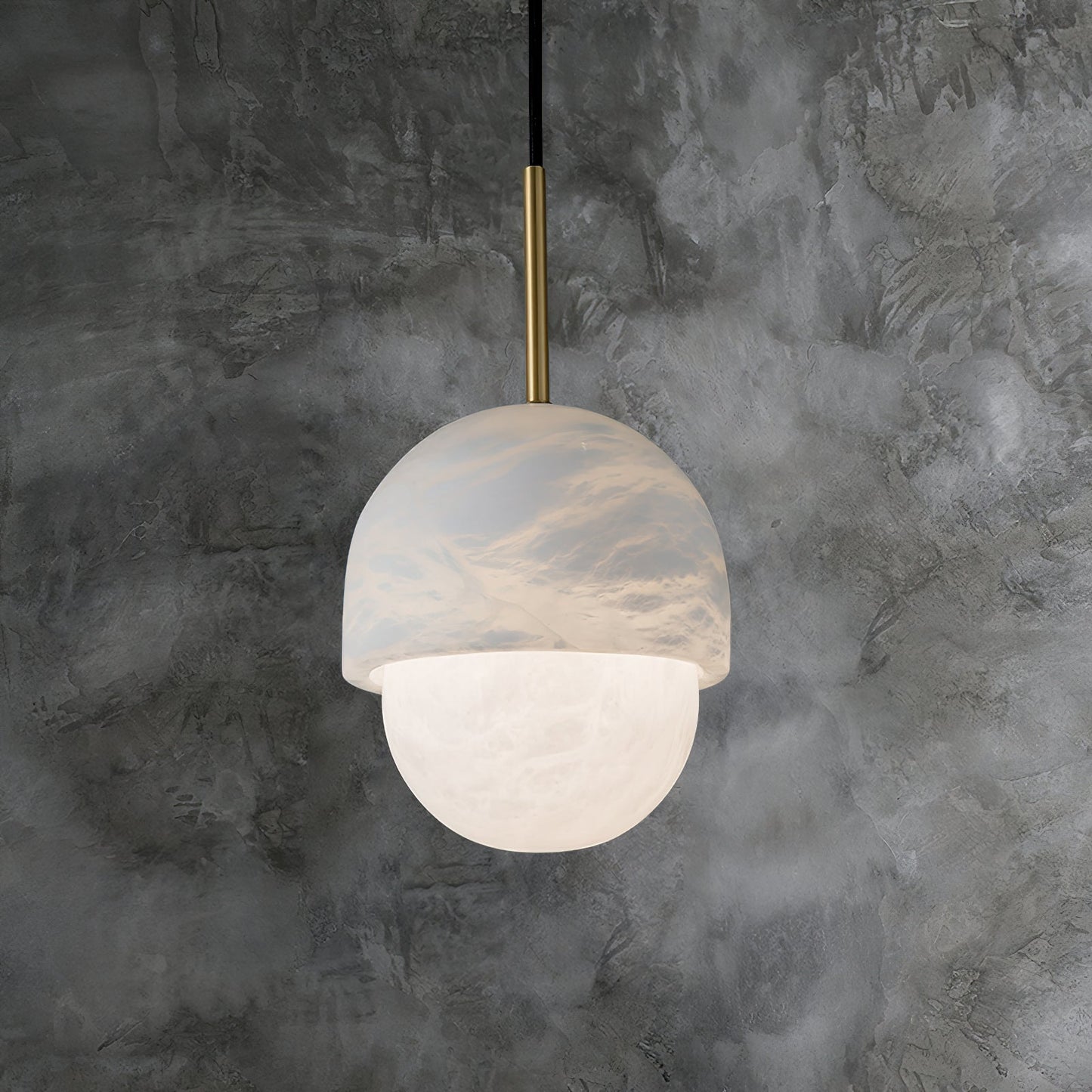 Yoko Alabaster Pendant Light - Japanese Inspired Stone Mini Pendant | Natural Alabaster & Brass Hanging Light