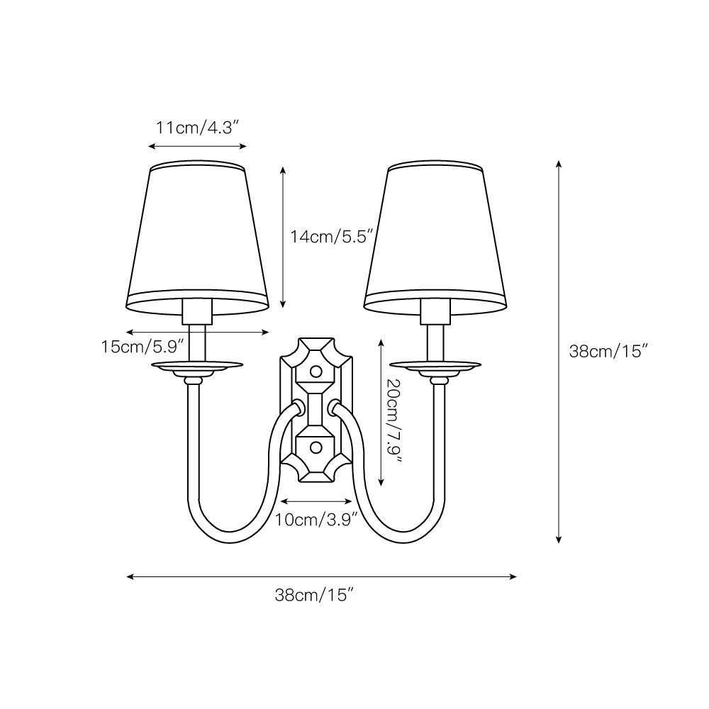 Yorktown Wall Lamp - Classic Dutch-Inspired 2-Light Sconce | Elegant Brass & Fabric Wall Light
