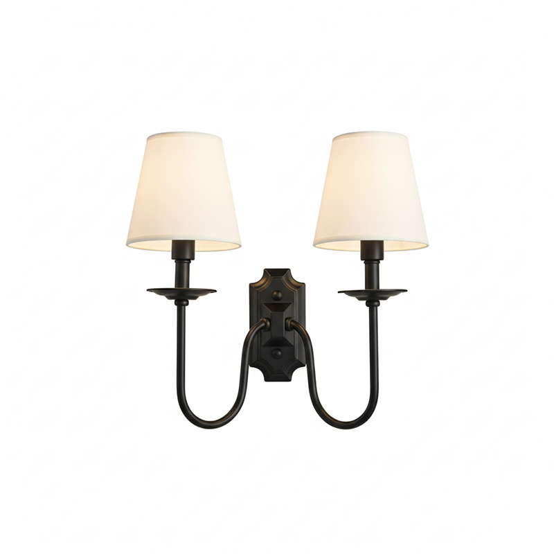 Yorktown Wall Lamp - Classic Dutch-Inspired 2-Light Sconce | Elegant Brass & Fabric Wall Light