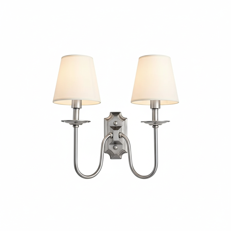 Yorktown Wall Lamp - Classic Dutch-Inspired 2-Light Sconce | Elegant Brass & Fabric Wall Light