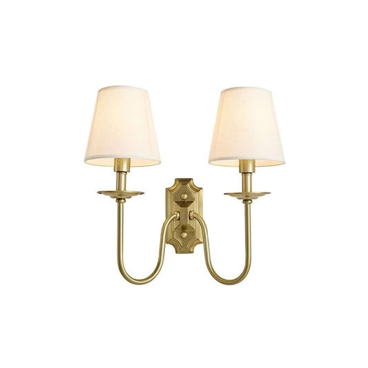 Yorktown Wall Lamp - Classic Dutch-Inspired 2-Light Sconce | Elegant Brass & Fabric Wall Light