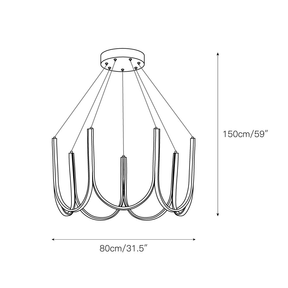 You LED Chandelier - Modern U-Shape Minimalist Pendant | 7-Light Integrated LED Dining Chandelier