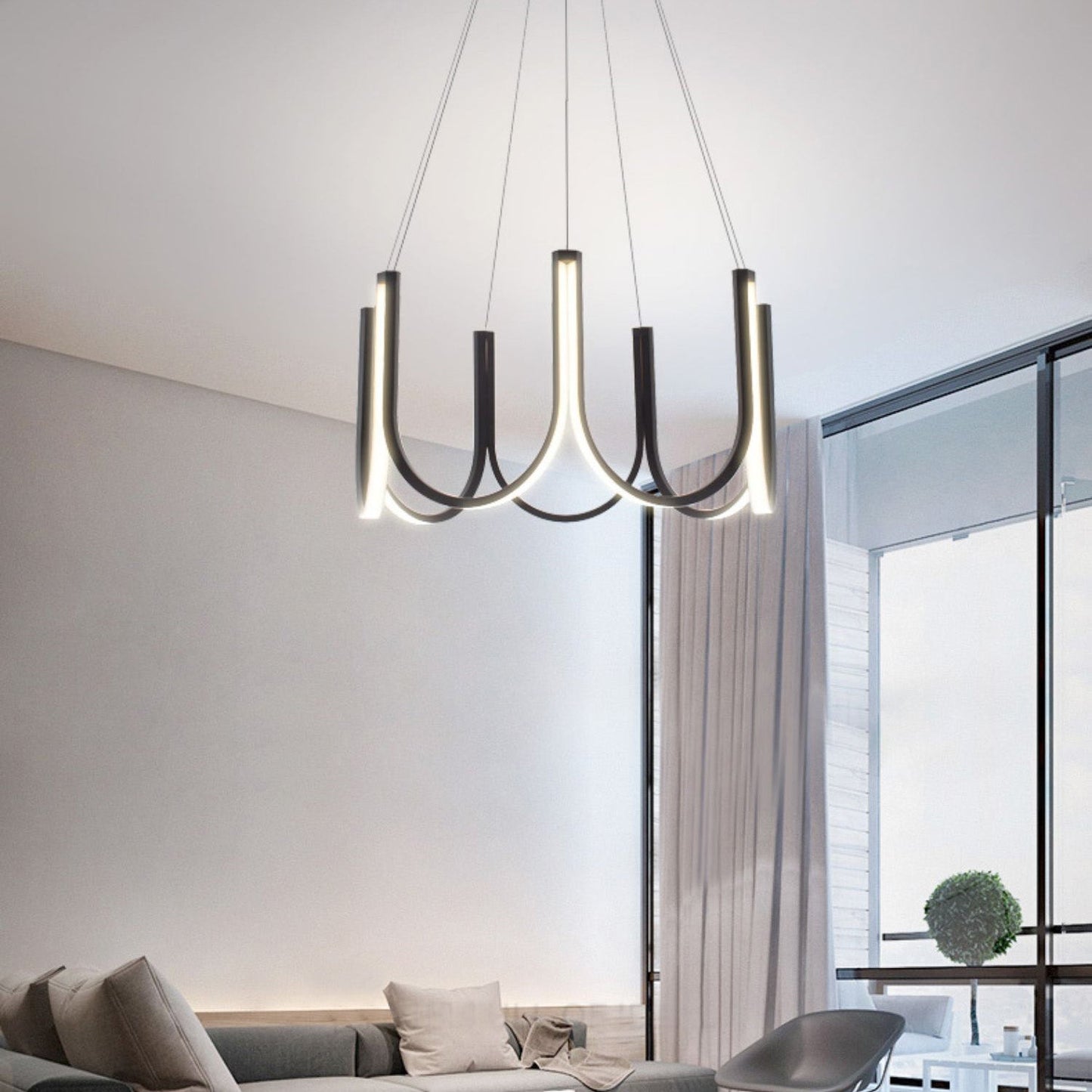 You LED Chandelier - Modern U-Shape Minimalist Pendant | 7-Light Integrated LED Dining Chandelier