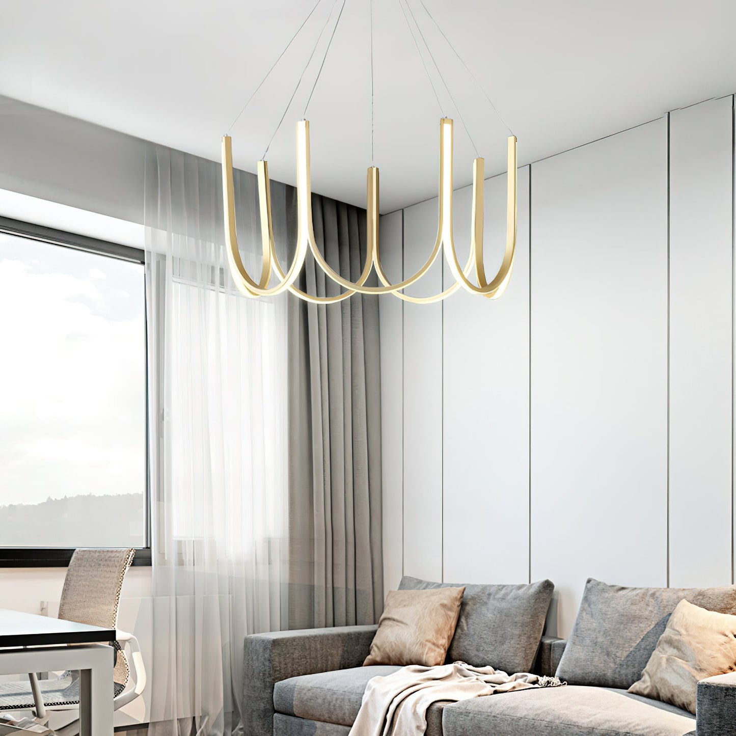 You LED Chandelier - Modern U-Shape Minimalist Pendant | 7-Light Integrated LED Dining Chandelier
