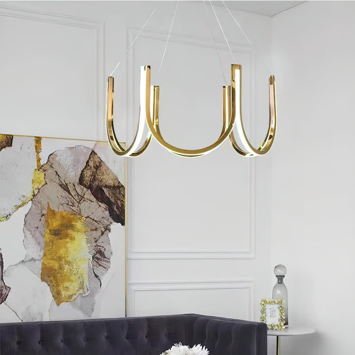 You LED Chandelier - Modern U-Shape Minimalist Pendant | 7-Light Integrated LED Dining Chandelier