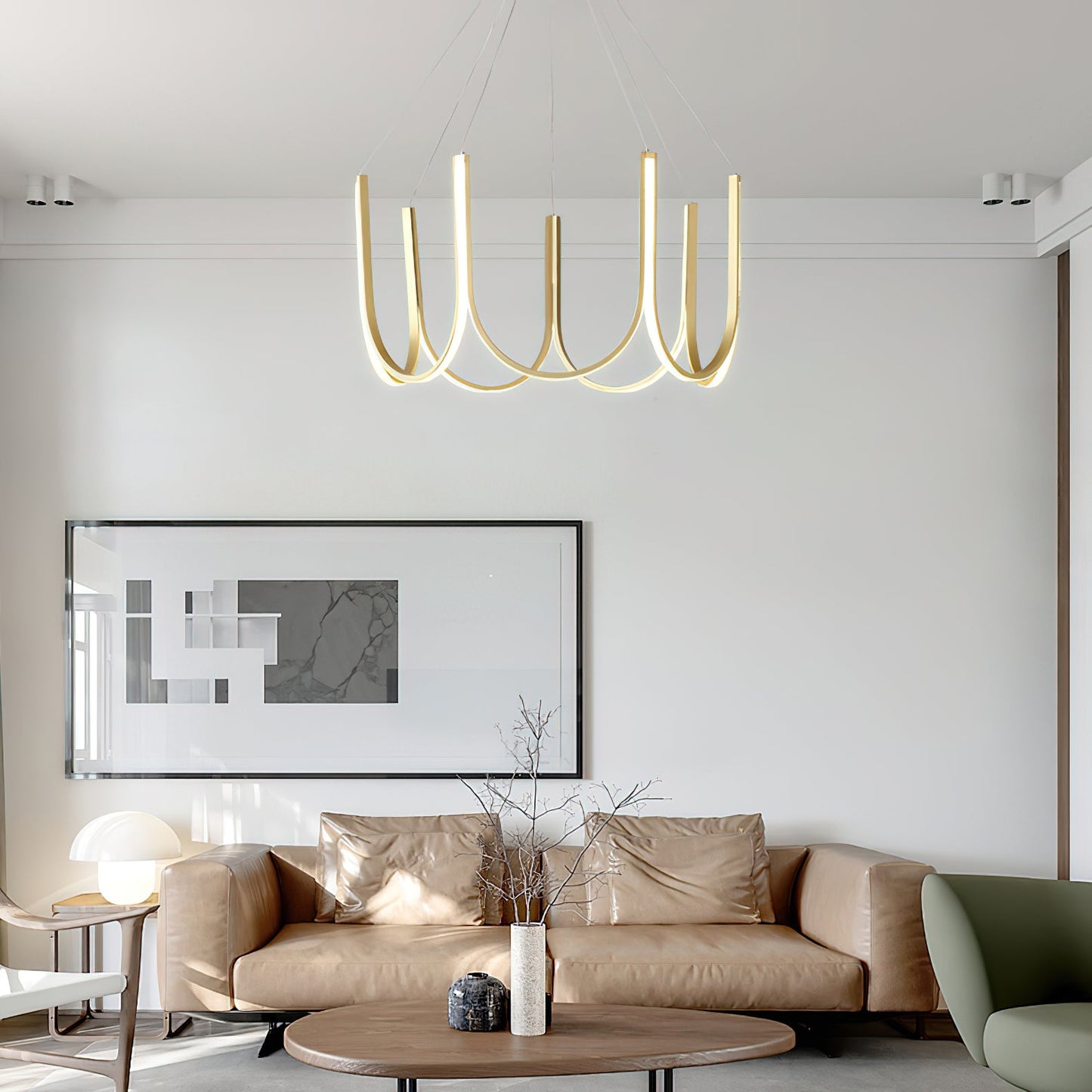 You LED Chandelier - Modern U-Shape Minimalist Pendant | 7-Light Integrated LED Dining Chandelier
