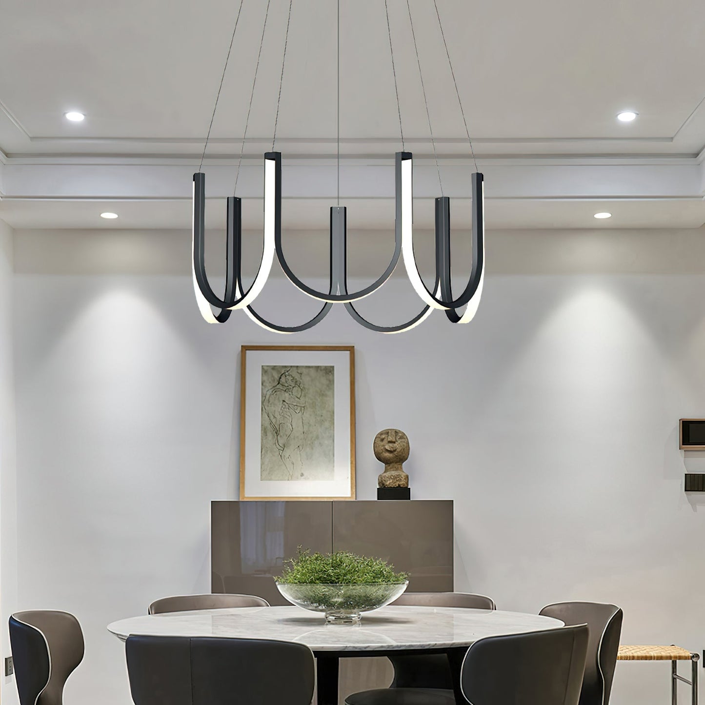 You LED Chandelier - Modern U-Shape Minimalist Pendant | 7-Light Integrated LED Dining Chandelier