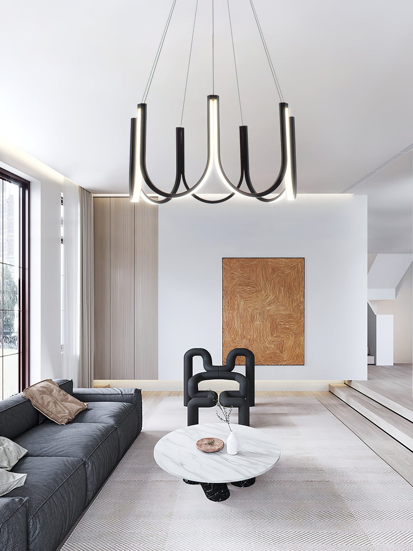 You LED Chandelier - Modern U-Shape Minimalist Pendant | 7-Light Integrated LED Dining Chandelier