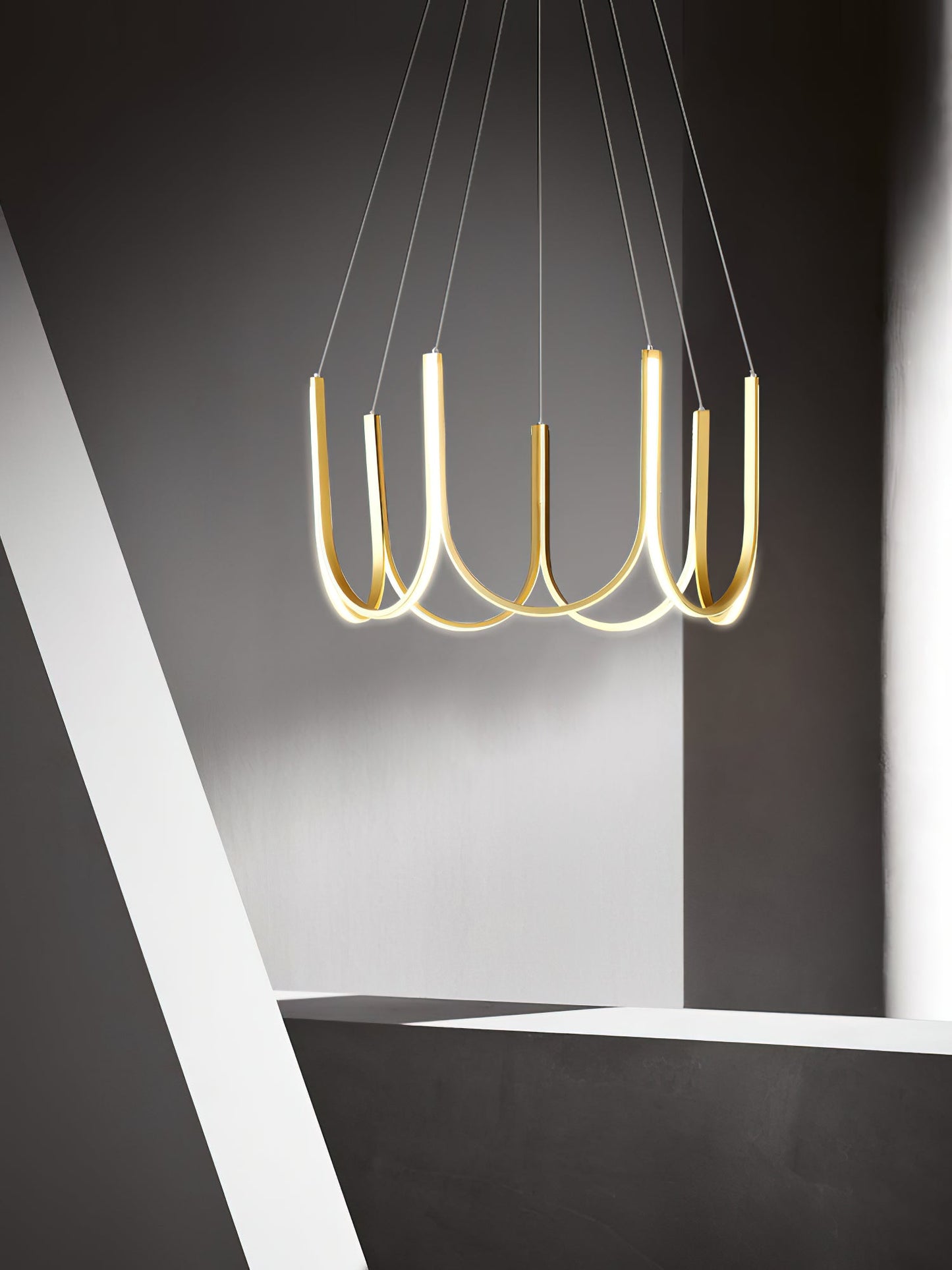 You LED Chandelier - Modern U-Shape Minimalist Pendant | 7-Light Integrated LED Dining Chandelier