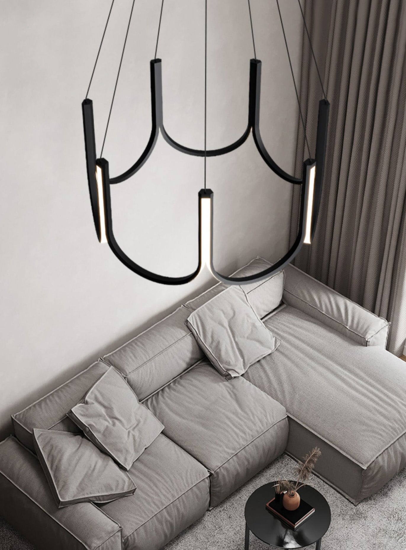 You LED Chandelier - Modern U-Shape Minimalist Pendant | 7-Light Integrated LED Dining Chandelier